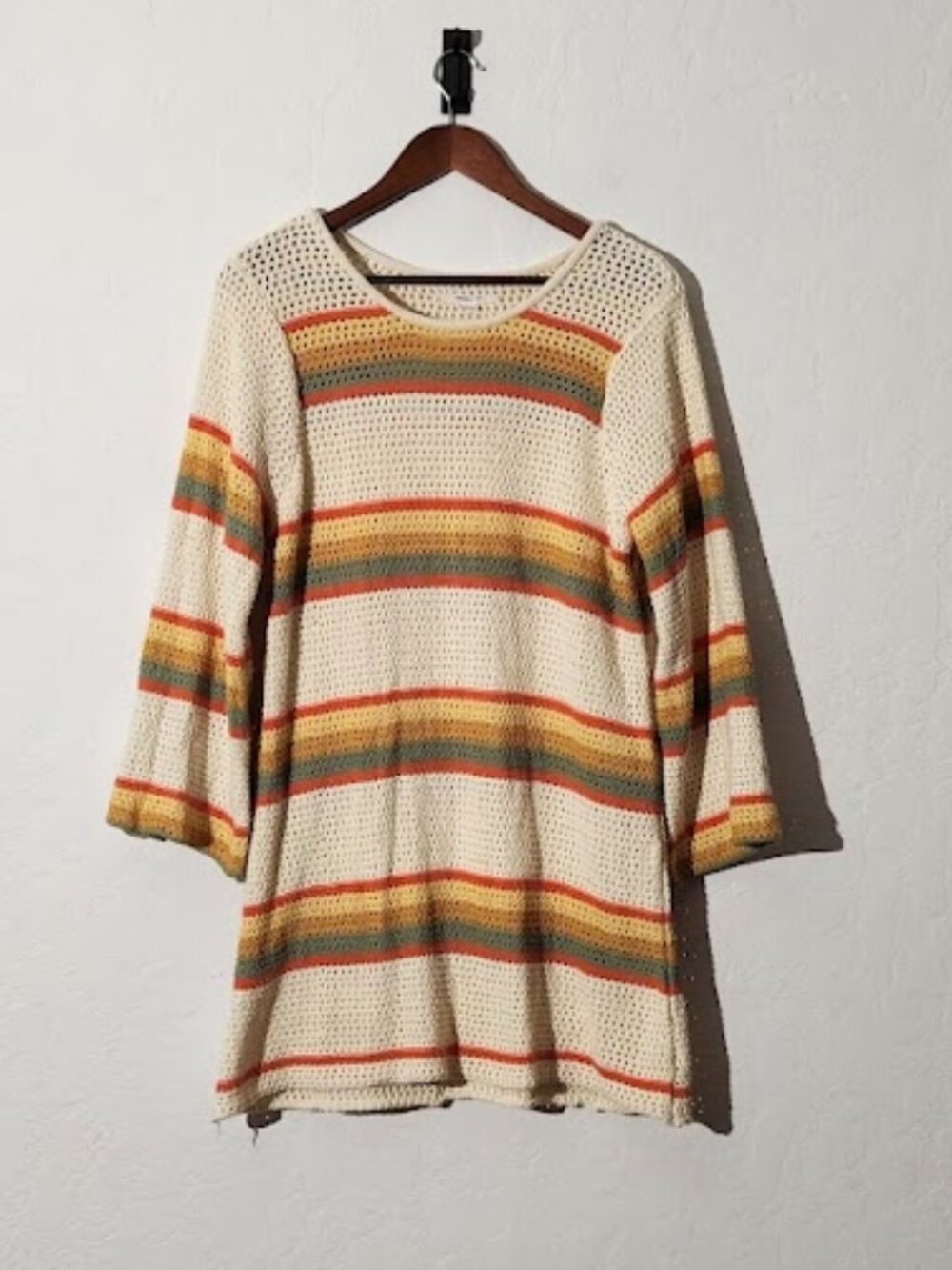 O'Neill Goldie Open Knit Long Sleeve Short Dress Size Large